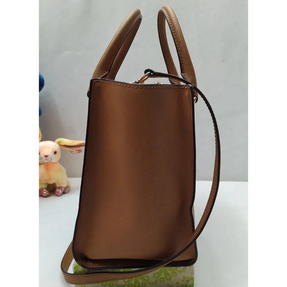 Michael Kors Brown Leather Double Handle Zipper Closure Satchel Bag